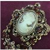 Image 2 : Ladies Rhinestone Floral Cameo Broach