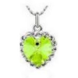 Austrian Crystal with Swarovski Elements - Bright green heart necklace