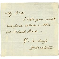 DANIEL WEBSTER HANDWRITTEN SIGNED NOTE.