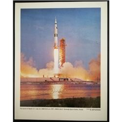 NASA OFFICIAL LITHOGRAPH: LAUNCH OF APOLLO 11, 1969.