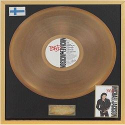 MICHAEL JACKSON FINISH BAD "GOLD RECORD" RECORD AWARD.