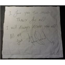 MICHAEL JACKSON INSCRIBED BEDDING.