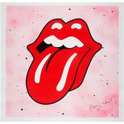 Ronnie Wood signed Rolling Stones Lips Logo Artwork Designed.