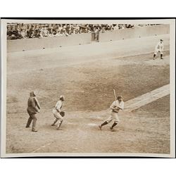 Babe Ruth hitting his 60th home run in 1927 vintage photo.