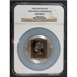 Isle of Man 1990 Silver 5 Cent Penny Black Anniversary