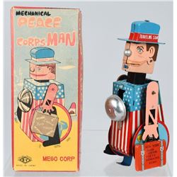 JAPAN Tin Windup PEACE CORPS MAN w/ith box.