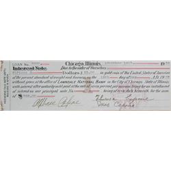 Al Capone signed Interest Note.