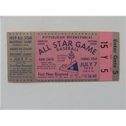 Forbes Field All Star Baseball Game Ticket.