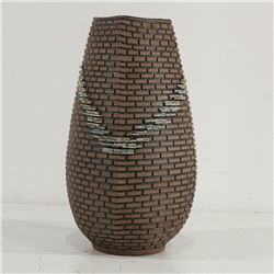 Oriental Asian Pottery Brick textured Vase.
