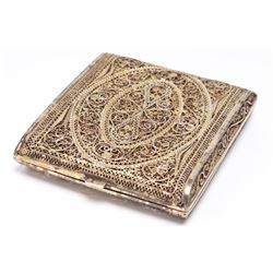 Sterling Silver & Vermeil Filigree Cigarette Case.