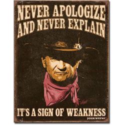 JOHN WAYNE METAL SIGN 12.5" X 16"