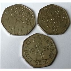 (3 COINS) COLLECTION OF RARE BRITISH COINS.