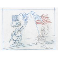 Carl Barks signed preliminary pencil sketch.