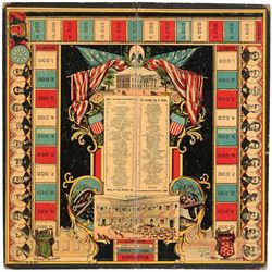 "RACE FOR THE PRESIDENCY" 1889 GAME BOARD.