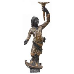 VENETIAN BLACKAMOOR PARCEL GILT STANDING FIGURE