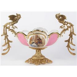 Porcelain and Cast Metal Figural Centre Bowl