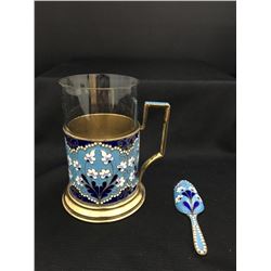 Russian Gilded Silver and Enameled Tea set.