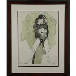 Leonard Baskin. Etching. Hung Crow. 1990.