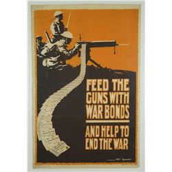Feed the Guns with War Bonds. WWI Poster.