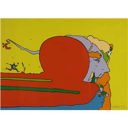 Peter Max. Serigraph. Moving with Father. 1972.