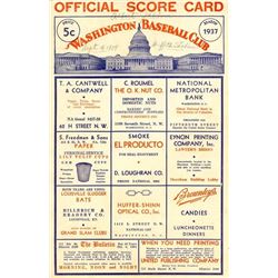 WASHINGTON SENATORS/YANKEES SCORECARD.