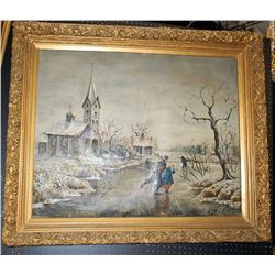 G. W. BROOK WINTER SKATING SCENE DATED 1902