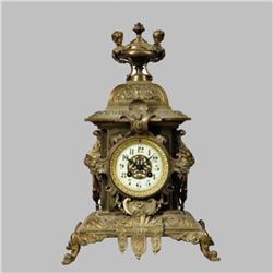 8-Day Ornate Brass Clock - 19th C.