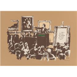 Banksy Morons Sepia (Screenprint signed by Banksy).