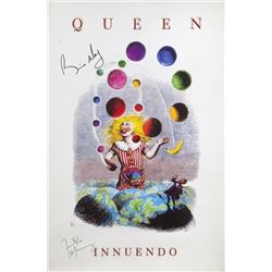 FREDDIE MERCURY AND BRIAN MAY SIGNED POSTER.