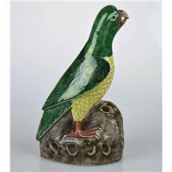 Kangxi Chinese porcelain Biscuit enameled Parrot