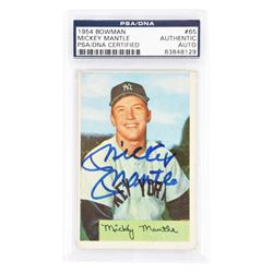 1954 Bowman #65 Mickey Mantle Signed card.