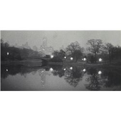ESTHER BUBLEY (1921-1998): Bow Bridge in Central Park, New York at night