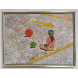Richard Smith, Girl with Chalk, Signed.