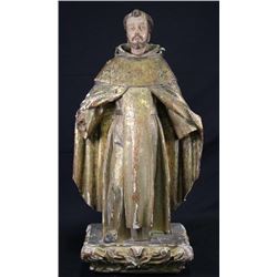 17th CENTURY SPANISH GILT & POLYCHROME CARVED MONK