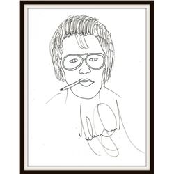 MICHAEL JACKSON SIGNED DRAWING OF "ELVIS PRESLEY".