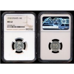 Straits Settlements KGV 10c 1918 NGC MS62