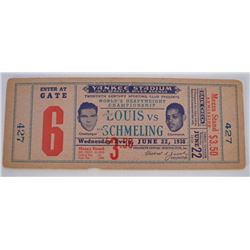 Joe Louis Vs Max Schmeling 1938 Fight Ticket