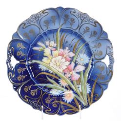 Cake Plate, Marked RS Steeple, Floral Scene