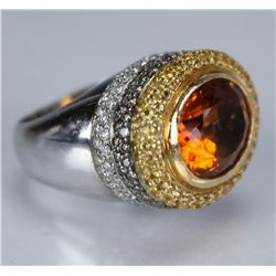 18 Carat  Multicoloured Diamond & Citrine Ring