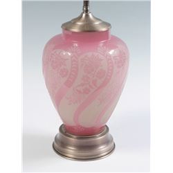 STEUBEN CUT BACK ROSALINE & ALABASTER LAMP