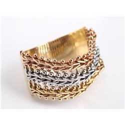 14 Carat Tri-Gold Woven Link Ring