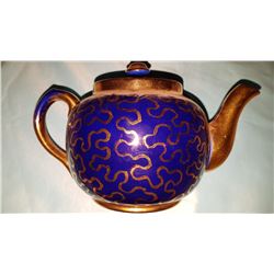 VINTAGE SUDLOWS BURSLEM ENGLAND BLUE GOLD TEAPOT.