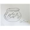 Image 1 : Dr. Seuss Original Signed "FISH IN GOLDFISH BOWL" Sketch
