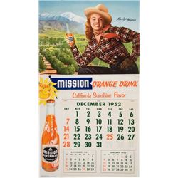 MARILYN MONROE: Photography by Paul Parry  - MISSION ORANGE DRINK PIN-UP ADVERTISING CALENDAR.