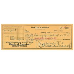 Walt Disney Signed Cheque.