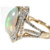 Image 2 : 4 Carat OPAL & Diamonds Ring 14 karat Gold ring.