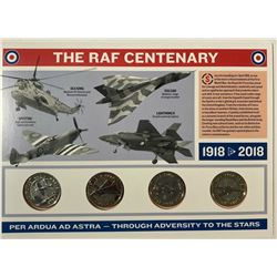 SET OF CENTENARY 1918-2018 RAF COINS AND A TEAM GB COIN.