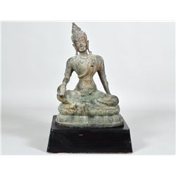 THAI PATINATED BRONZE OF A SEATED DEITY