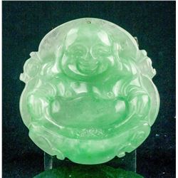 Burma Green Jadeite Carved Happy Buddha Pendant