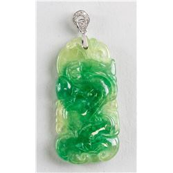 Burma Green Jadeite Dragon Pendant